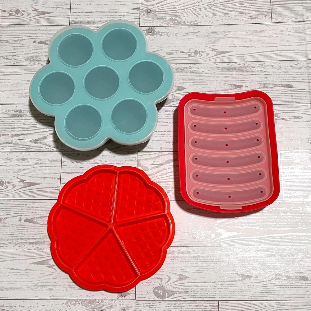 Silicone Air Fryer Set Egg Bite Tray Sausage Maker Heart Waffle Mold 3pc
